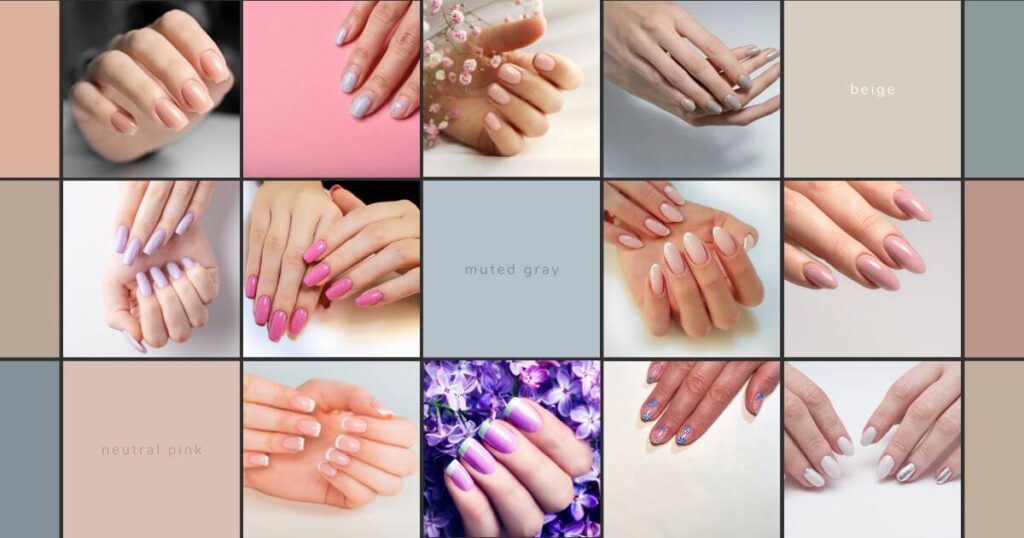 Short nails with various neutral manicure designs showcasing elegance and creativity.
