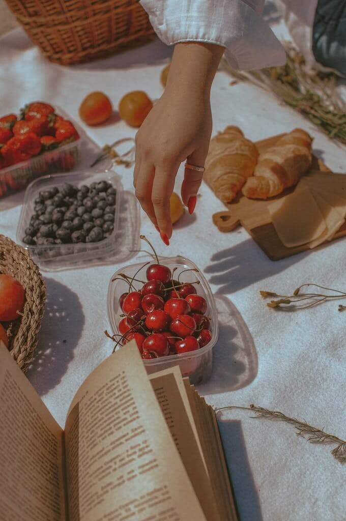 Food over a Picnic Blanket